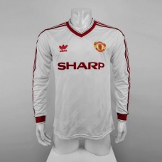 Manchester United 86/88 Away White Long Sleeve Soccer Jersey